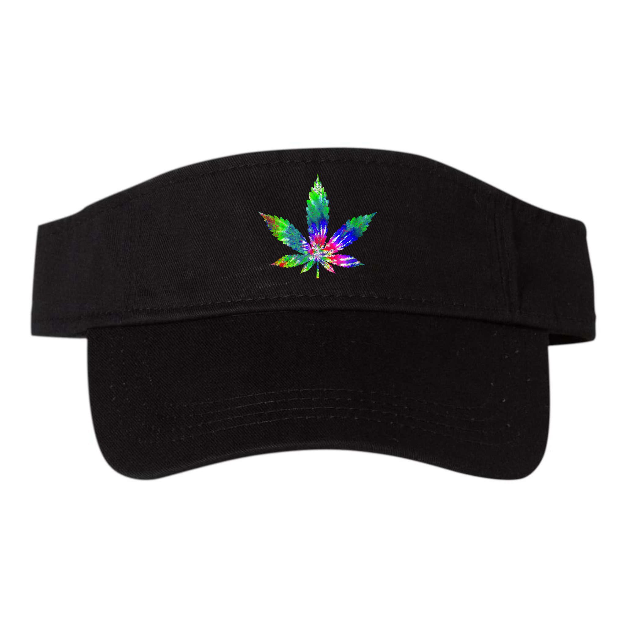 Retro Cannabis Weed Tie Dye Marijuana Smoke Weed Leaf Visor