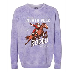 Retro Country Western Santa On Bucking Horse Christmas Colorblast Crewneck Sweatshirt