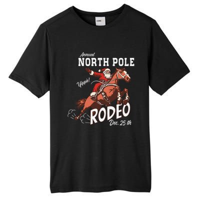 Retro Country Western Santa On Bucking Horse Christmas Tall Fusion ChromaSoft Performance T-Shirt