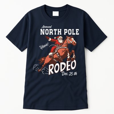 Retro Country Western Santa On Bucking Horse Christmas Tall T-Shirt