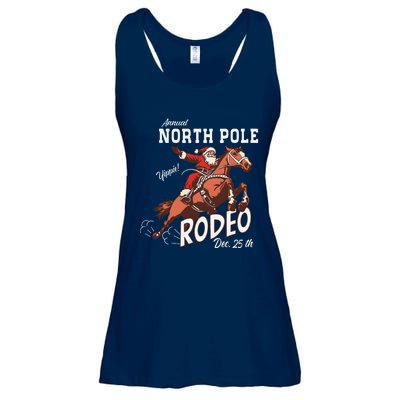 Retro Country Western Santa On Bucking Horse Christmas Ladies Essential Flowy Tank