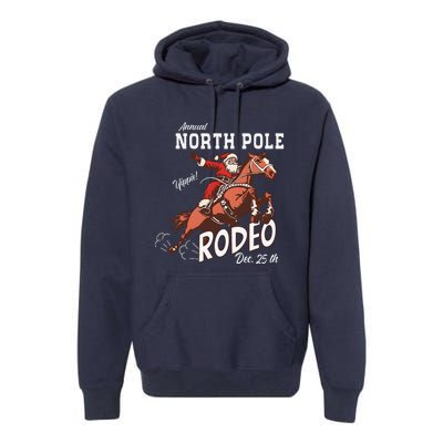 Retro Country Western Santa On Bucking Horse Christmas Premium Hoodie