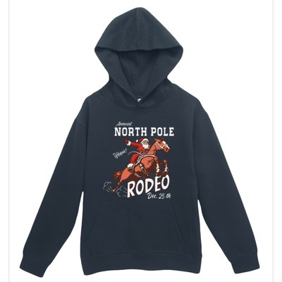 Retro Country Western Santa On Bucking Horse Christmas Urban Pullover Hoodie