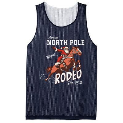 Retro Country Western Santa On Bucking Horse Christmas Mesh Reversible Basketball Jersey Tank