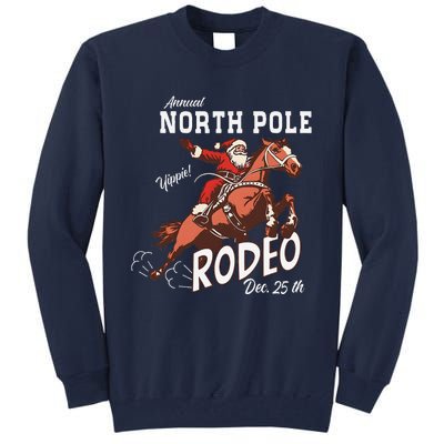 Retro Country Western Santa On Bucking Horse Christmas Tall Sweatshirt