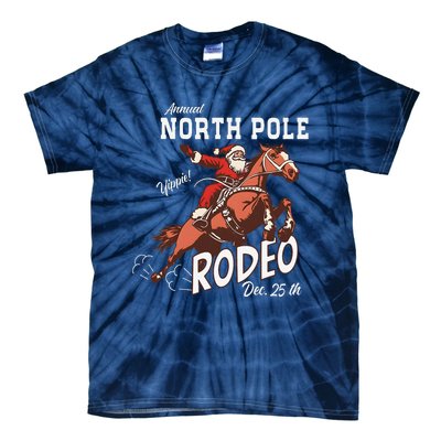 Retro Country Western Santa On Bucking Horse Christmas Tie-Dye T-Shirt