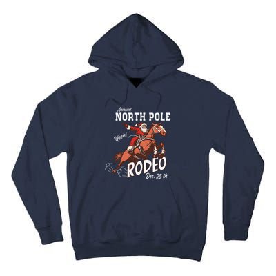 Retro Country Western Santa On Bucking Horse Christmas Tall Hoodie