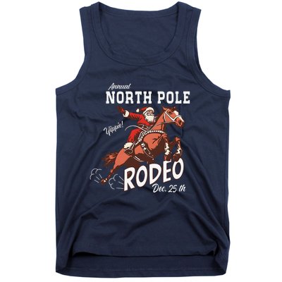 Retro Country Western Santa On Bucking Horse Christmas Tank Top