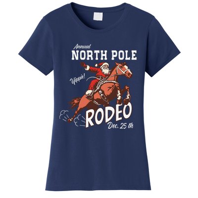 Retro Country Western Santa On Bucking Horse Christmas Women's T-Shirt