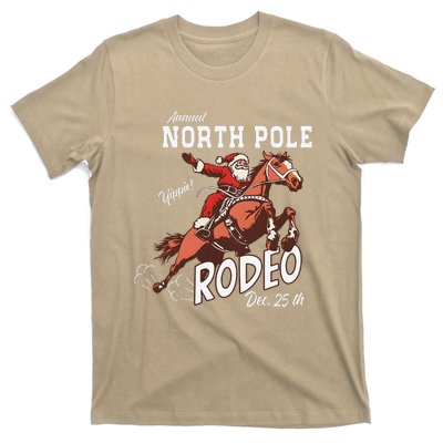 Retro Country Western Santa On Bucking Horse Christmas T-Shirt