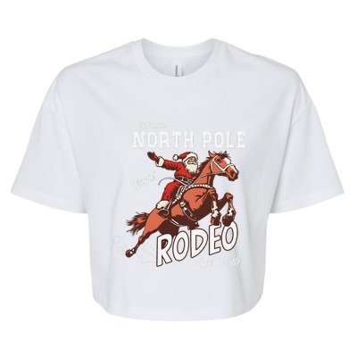 Retro Country Western Santa On Bucking Horse Christmas Bella+Canvas Jersey Crop Tee