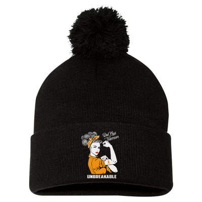 Rsd Crps Warrior Unbreakable Rsd Crps Awareness Gift Pom Pom 12in Knit Beanie