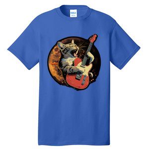 Rockstar Cat With Electric Guitar Musical Cat Love Great Gift Tall T-Shirt