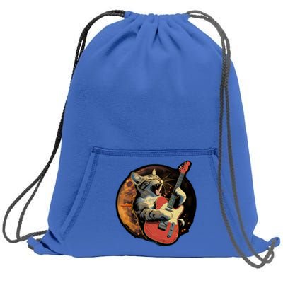 Rockstar Cat With Electric Guitar Musical Cat Love Great Gift Sweatshirt Cinch Pack Bag