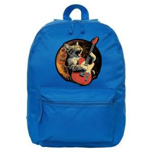 Rockstar Cat With Electric Guitar Musical Cat Love Great Gift 16 in Basic Backpack