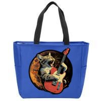 Rockstar Cat With Electric Guitar Musical Cat Love Great Gift Zip Tote Bag