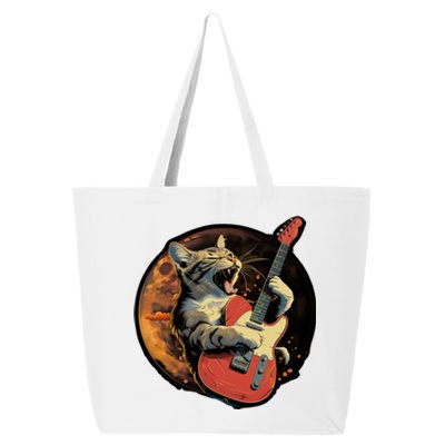 Rockstar Cat With Electric Guitar Musical Cat Love Great Gift 25L Jumbo Tote