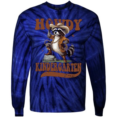 Raccoon Cowboy Western Back To School Tie-Dye Long Sleeve Shirt