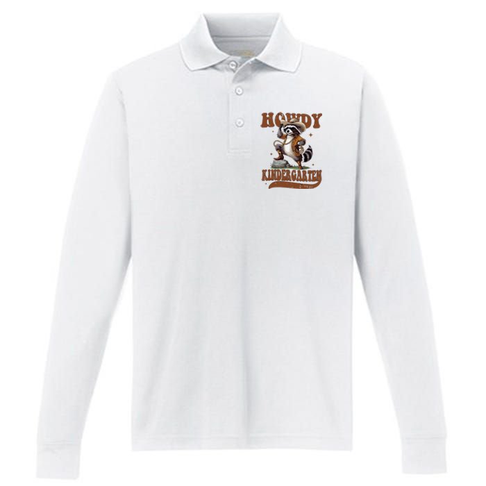 Raccoon Cowboy Western Back To School Performance Long Sleeve Polo