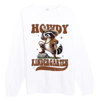 Raccoon Cowboy Western Back To School Premium Crewneck Sweatshirt