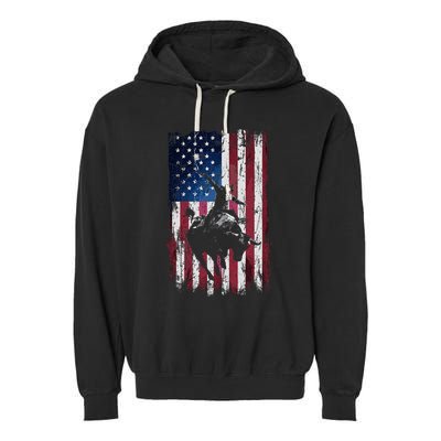 Rodeo Cowboy Western Usa Flag Cowboys Garment-Dyed Fleece Hoodie