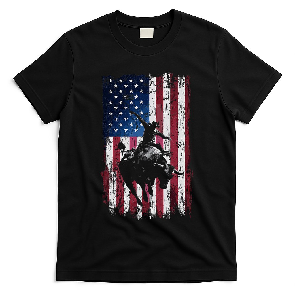Rodeo Cowboy Western Usa Flag Cowboys T-Shirt