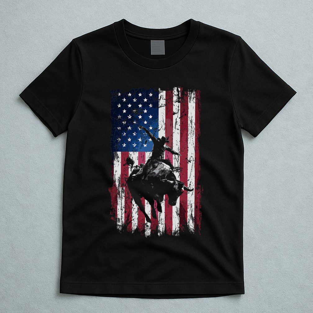 Rodeo Cowboy Western Usa Flag Cowboys T-Shirt