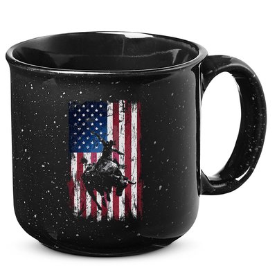 Rodeo Cowboy Western Usa Flag Cowboys 15oz Campfire Ceramic Mug