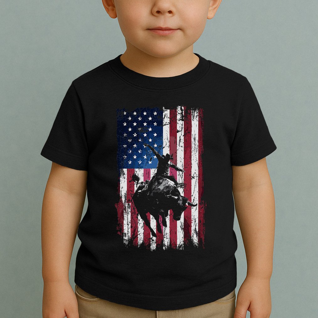 Rodeo Cowboy Western Usa Flag Cowboys Toddler T-Shirt