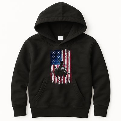 Rodeo Cowboy Western Usa Flag Cowboys Kids Hoodie