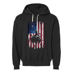 Rodeo Cowboy Western Usa Flag Cowboys Garment-Dyed Fleece Hoodie