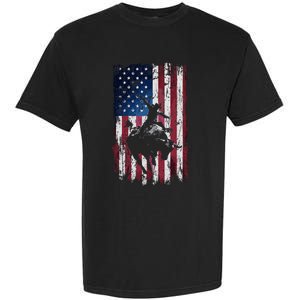 Rodeo Cowboy Western Usa Flag Cowboys Garment-Dyed Heavyweight T-Shirt