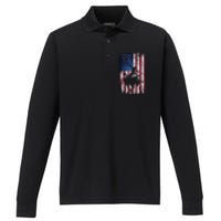 Rodeo Cowboy Western Usa Flag Cowboys Performance Long Sleeve Polo