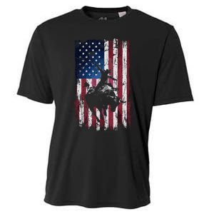 Rodeo Cowboy Western Usa Flag Cowboys Cooling Performance Crew T-Shirt