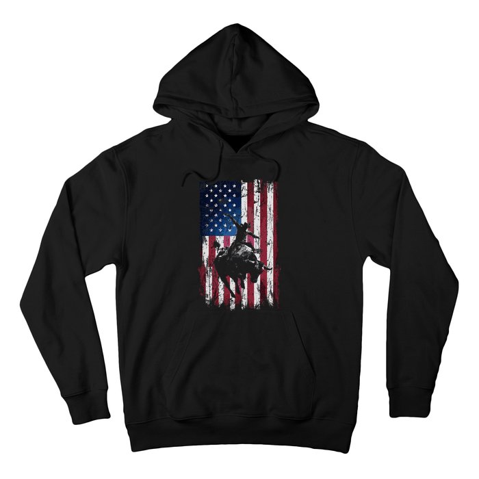 Rodeo Cowboy Western Usa Flag Cowboys Hoodie