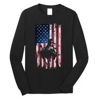 Rodeo Cowboy Western Usa Flag Cowboys Long Sleeve Shirt