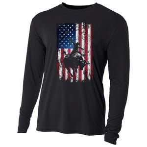 Rodeo Cowboy Western Usa Flag Cowboys Cooling Performance Long Sleeve Crew