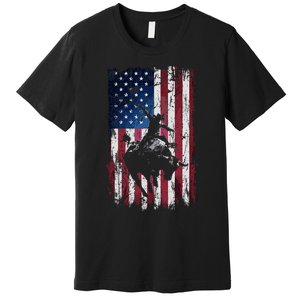 Rodeo Cowboy Western Usa Flag Cowboys Premium T-Shirt