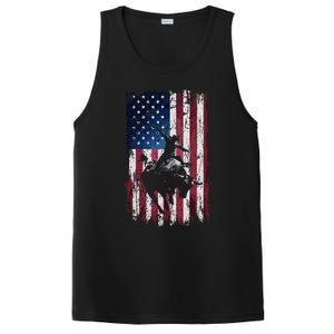 Rodeo Cowboy Western Usa Flag Cowboys PosiCharge Competitor Tank