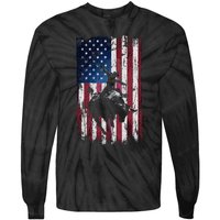 Rodeo Cowboy Western Usa Flag Cowboys Tie-Dye Long Sleeve Shirt