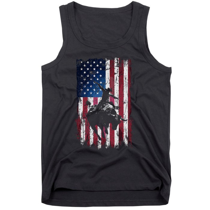 Rodeo Cowboy Western Usa Flag Cowboys Tank Top