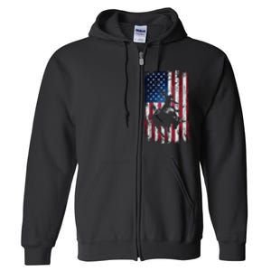 Rodeo Cowboy Western Usa Flag Cowboys Full Zip Hoodie