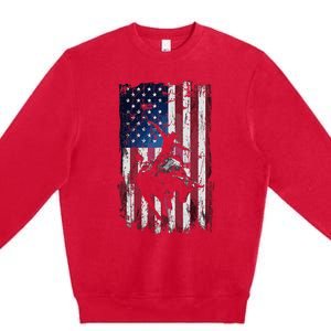 Rodeo Cowboy Western Usa Flag Cowboys Premium Crewneck Sweatshirt