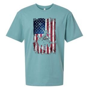 Rodeo Cowboy Western Usa Flag Cowboys Sueded Cloud Jersey T-Shirt