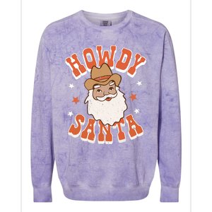 Retro Cute Western Christmas Howdy Santa Cowboy Funny Xmas Colorblast Crewneck Sweatshirt