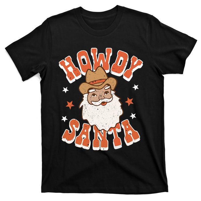 Retro Cute Western Christmas Howdy Santa Cowboy Funny Xmas T-Shirt