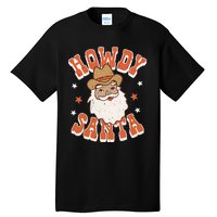 Retro Cute Western Christmas Howdy Santa Cowboy Funny Xmas Tall T-Shirt