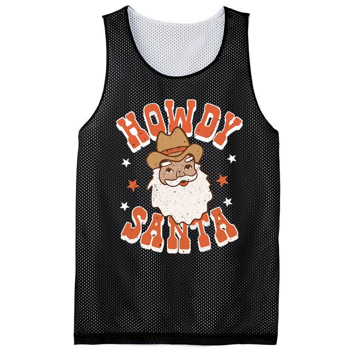 Retro Cute Western Christmas Howdy Santa Cowboy Funny Xmas Mesh Reversible Basketball Jersey Tank