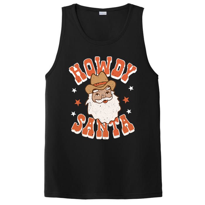 Retro Cute Western Christmas Howdy Santa Cowboy Funny Xmas PosiCharge Competitor Tank