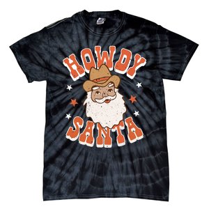 Retro Cute Western Christmas Howdy Santa Cowboy Funny Xmas Tie-Dye T-Shirt